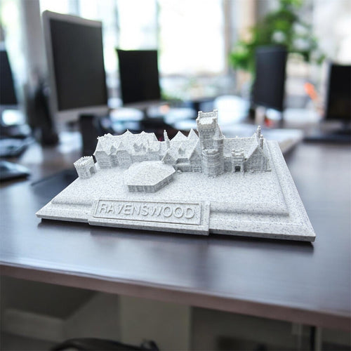 Model of Ravenswood on a desk in an office setting