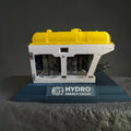 Handmade display model of a subsea remotely operated vehicle on a plinth