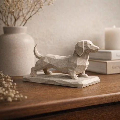 Geometric marble-effect dachshund sculpture