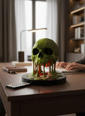 Low-poly geometric skull lamp with LED base