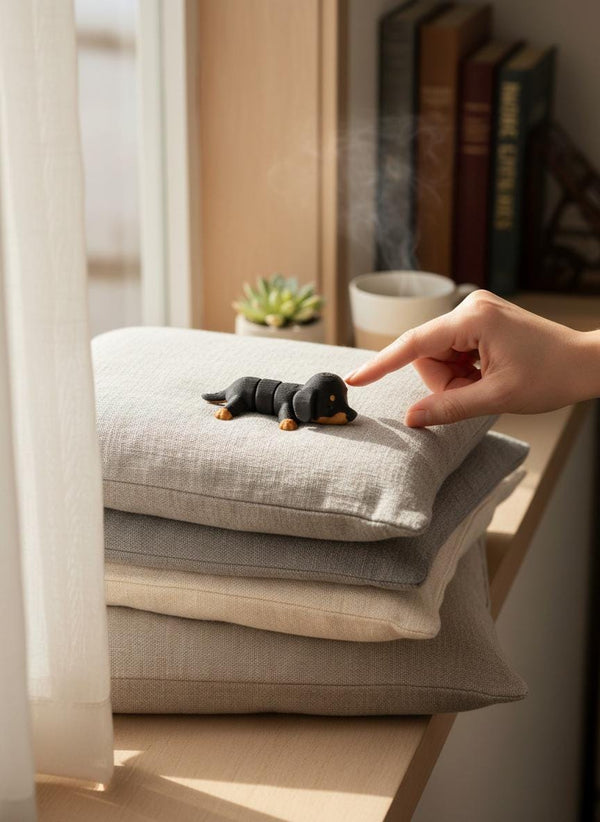 Mini black and tan dachshund flexi toy