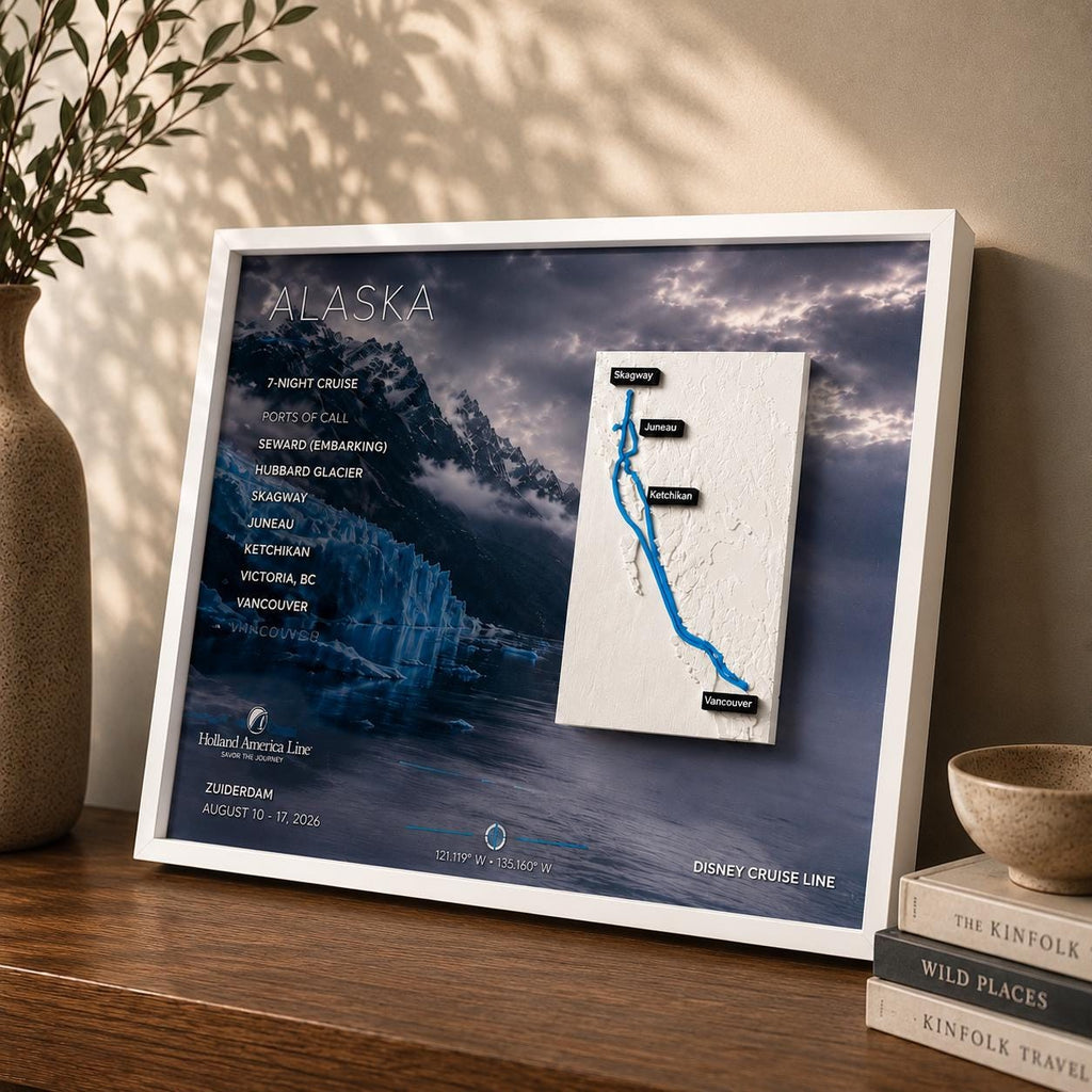 Personalised Cruise Map | Premium 3D Cruise Route Display | Luxury Cruise Keepsake | Vista Collection | Disney, Royal Caribbean